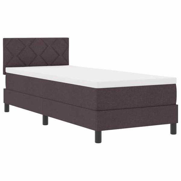 LED Boxspringbett mit Matratze Dunkelbraun 80x200 cm Stoff