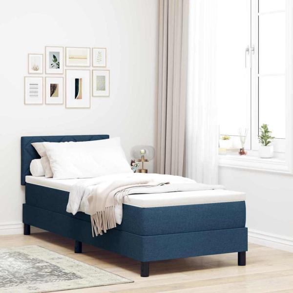 ARDEBO.de - LED Boxspringbett mit Matratze Blau 80x200 cm Stoff