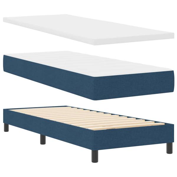 LED Boxspringbett mit Matratze Blau 80x200 cm Stoff