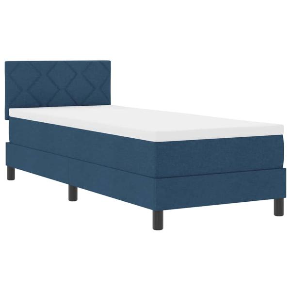 LED Boxspringbett mit Matratze Blau 80x200 cm Stoff