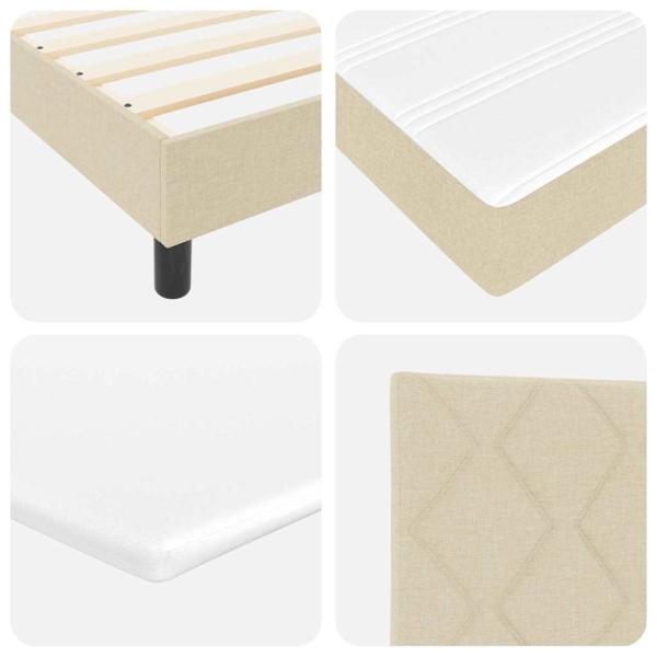 LED Boxspringbett mit Matratze Creme 90x200 cm Stoff