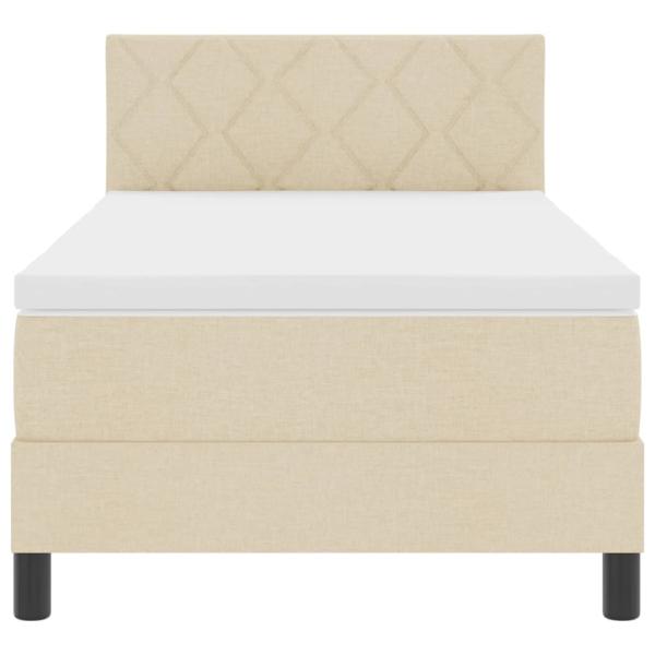 LED Boxspringbett mit Matratze Creme 90x200 cm Stoff