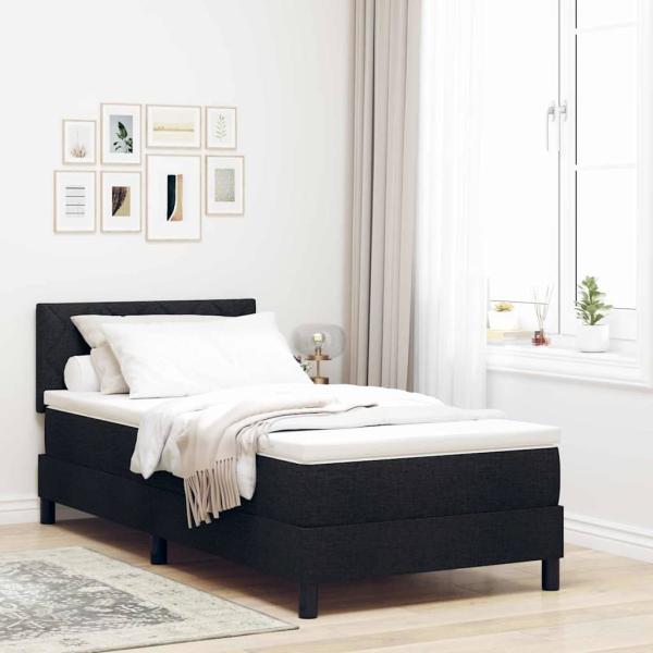 ARDEBO.de - LED Boxspringbett mit Matratze Schwarz 100x200 cm Stoff