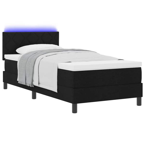 LED Boxspringbett mit Matratze Schwarz 100x200 cm Stoff