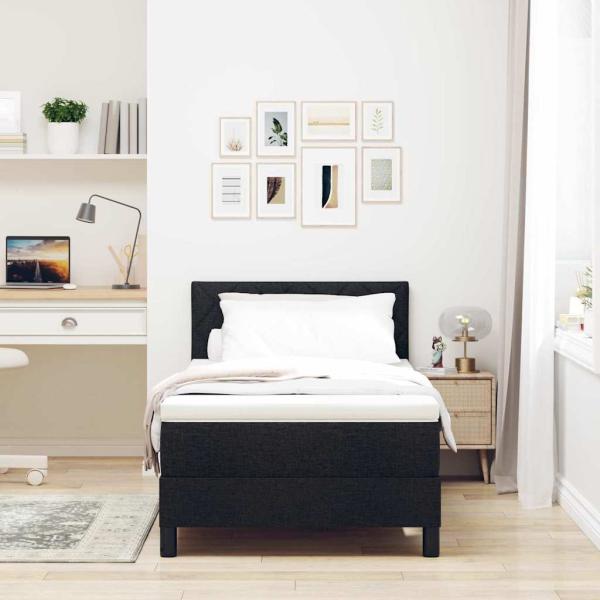 Boxspringbett mit Kissen Schwarz 100 x 200 cm Stoff