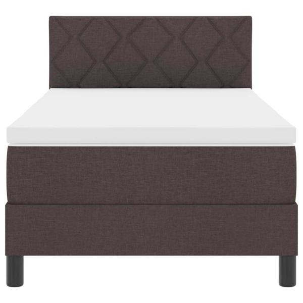 LED Boxspringbett mit Matratze Dunkelbraun 100x200 cm Stoff