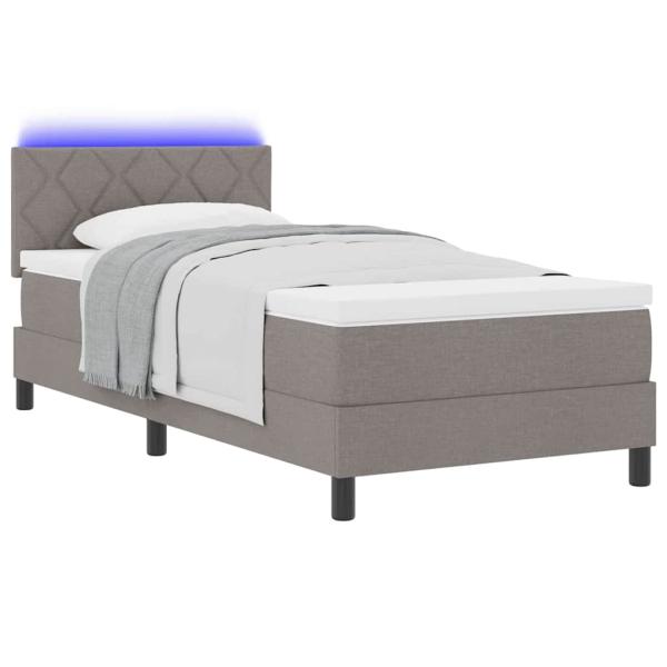 LED Boxspringbett mit Matratze Taupe 100x200 cm Stoff