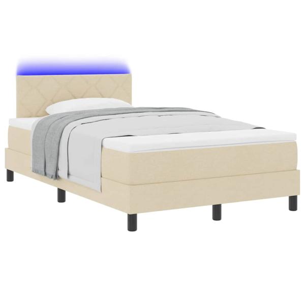 LED Boxspringbett mit Matratze Beige 120x190 cm Stoff