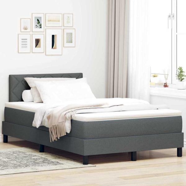 ARDEBO.de - LED Boxspringbett mit Matratze Dunkelgrau 120x200 cm Stoff