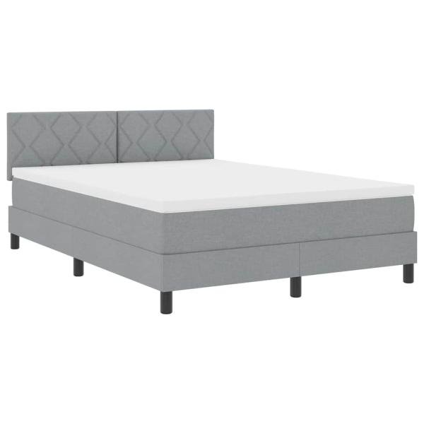 LED Boxspringbett mit Matratze Hellgrau 140x190 cm Stoff