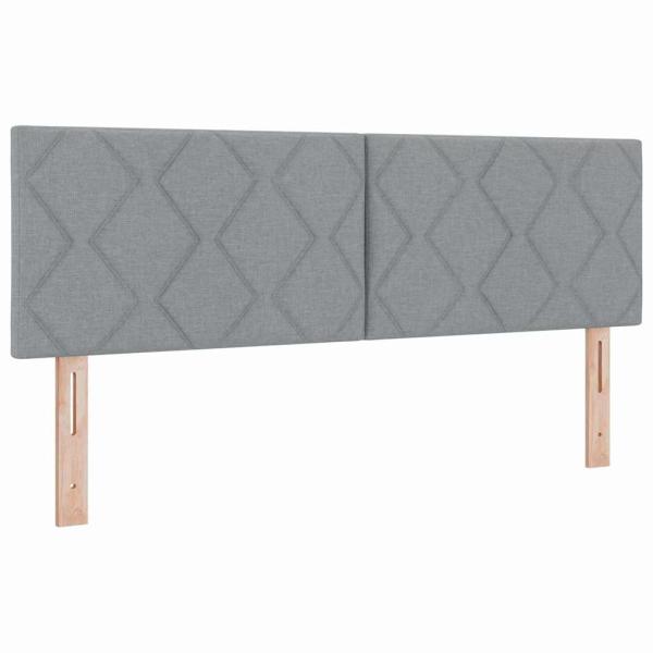 LED Boxspringbett mit Matratze Hellgrau 140x190 cm Stoff