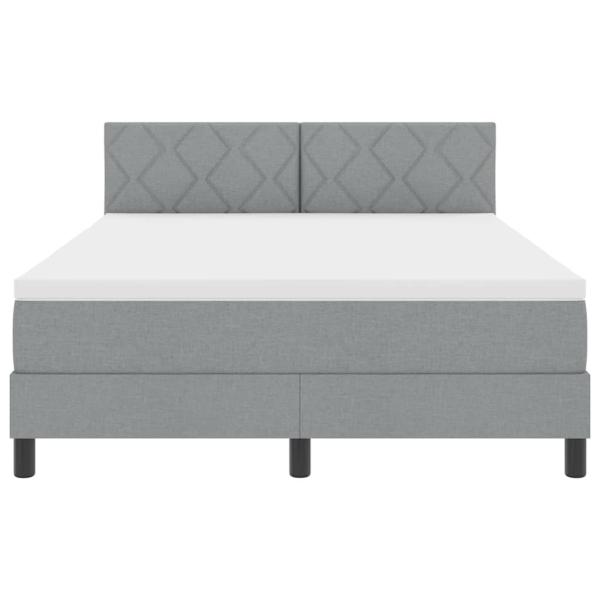 LED Boxspringbett mit Matratze Hellgrau 140x190 cm Stoff