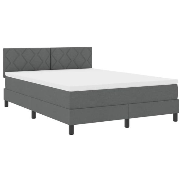 LED Boxspringbett mit Matratze Dunkelgrau 140x190 cm Stoff