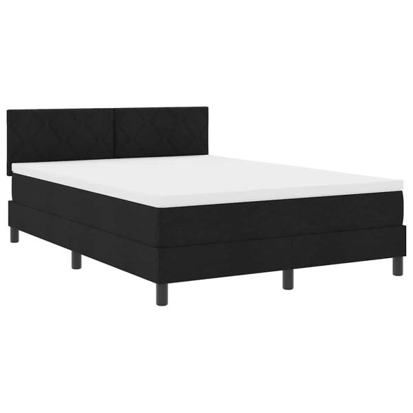 LED Boxspringbett mit Matratze Schwarz 140x200 cm Stoff