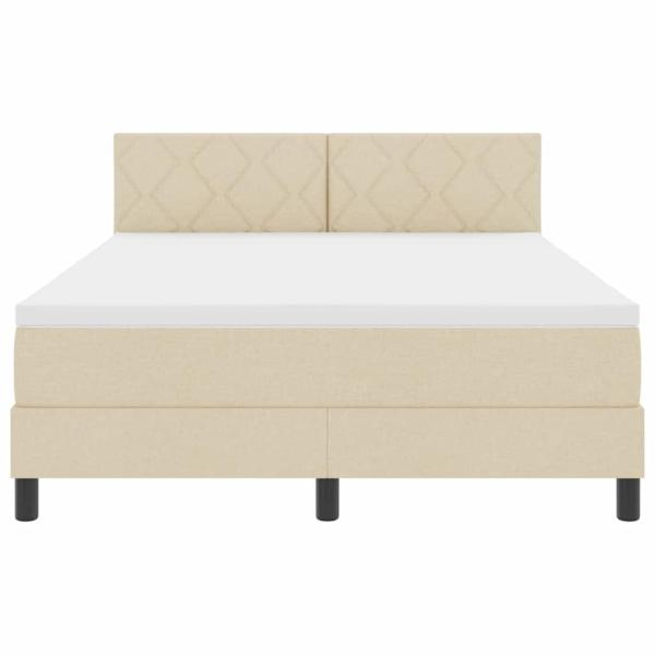 LED Boxspringbett mit Matratze Creme 160x200 cm Stoff