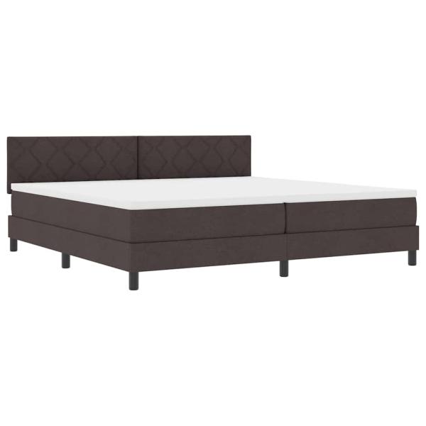 LED Boxspringbett mit Matratze Dunkelbraun 200x200 cm Stoff