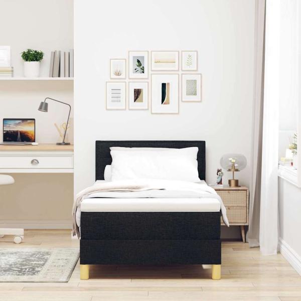 Boxspringbett mit Matratze & LED Schwarz 80x200 cm Stoff