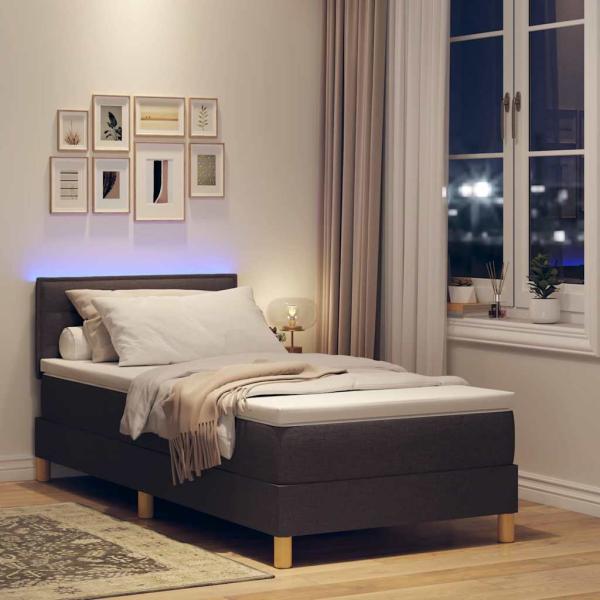 Boxspringbett mit Matratze & LED Dunkelbraun 80x200 cm Stoff