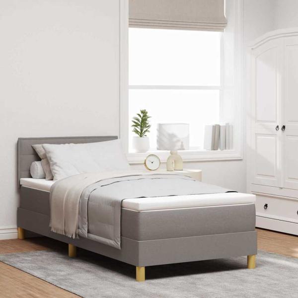 ARDEBO.de - Boxspringbett mit Matratze & LED Taupe 80x200 cm Stoff