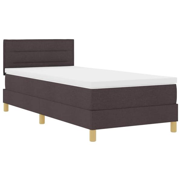 LED Boxspringbett mit Matratze Dunkelbraun 100x200 cm Stoff