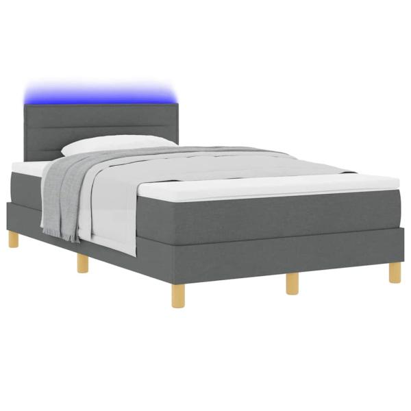 LED Boxspringbett mit Matratze Dunkelgrau 120x200 cm Stoff