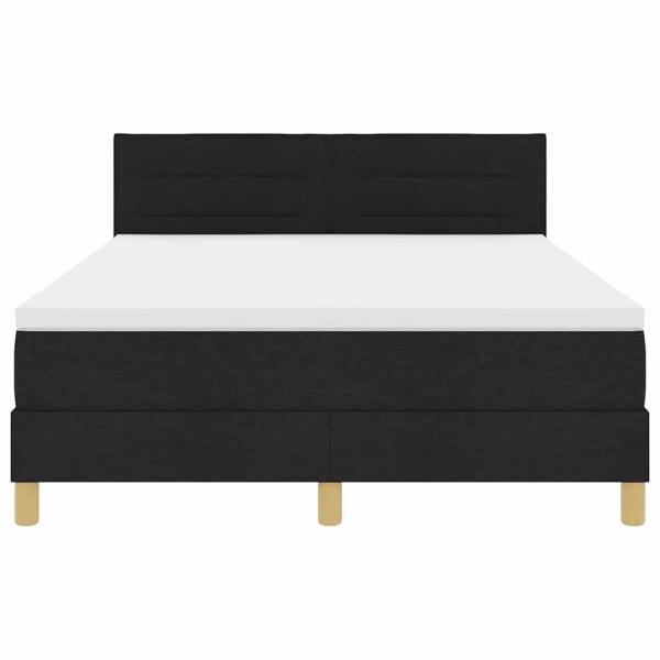 LED Boxspringbett mit Matratze Schwarz 140x200 cm Stoff