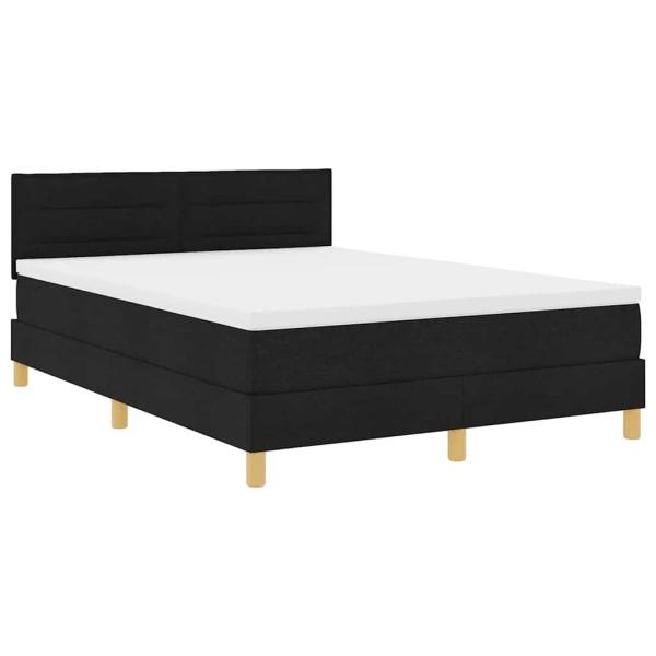 LED Boxspringbett mit Matratze Schwarz 160x200 cm Stoff