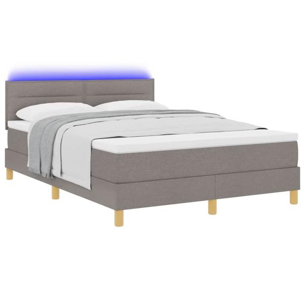 LED Boxspringbett mit Matratze Taupe 160x200 cm Stoff