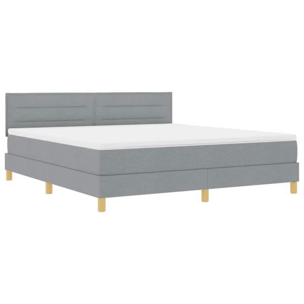 ARDEBO.de - LED Boxspringbett mit Matratze Hellgrau 180x200 cm Stoff