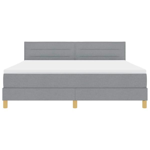 LED Boxspringbett mit Matratze Hellgrau 180x200 cm Stoff
