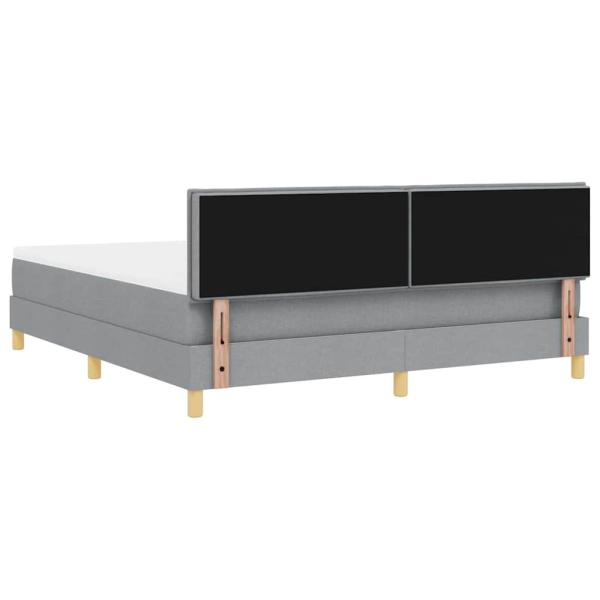 LED Boxspringbett mit Matratze Hellgrau 180x200 cm Stoff