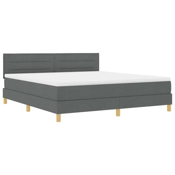 ARDEBO.de - Boxspringbett mit Matratze & LED Dunkelgrau 180x200 cm Stoff
