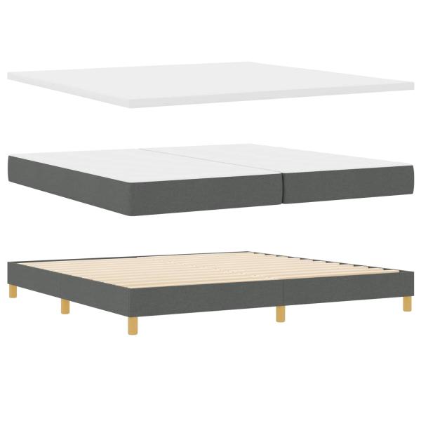 LED Boxspringbett mit Matratze Dunkelgrau 200x200 cm Stoff