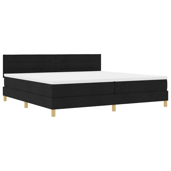 LED Boxspringbett mit Matratze Schwarz 200x200 cm Stoff