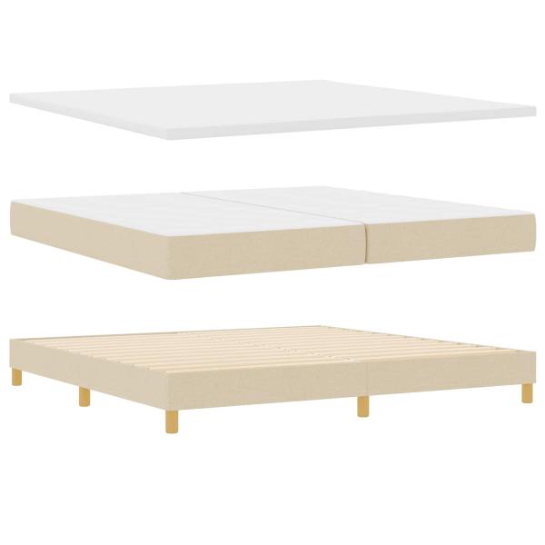 LED Boxspringbett mit Matratze Creme 200x200 cm Stoff