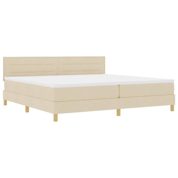 LED Boxspringbett mit Matratze Creme 200x200 cm Stoff