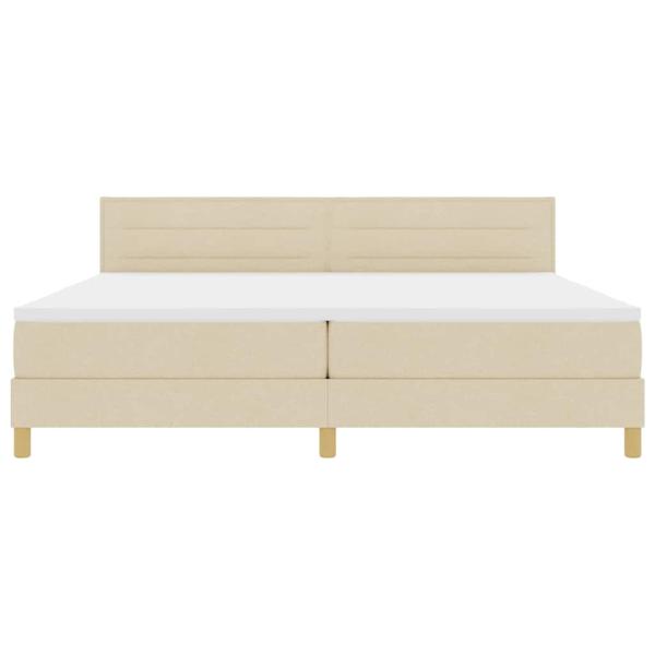 LED Boxspringbett mit Matratze Creme 200x200 cm Stoff
