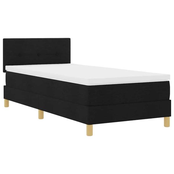 LED Boxspringbett mit Matratze Schwarz 90x190 cm Stoff