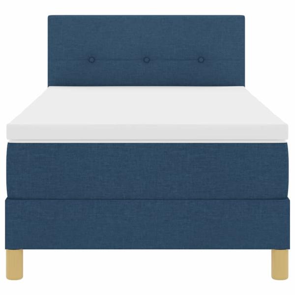 LED Boxspringbett mit Matratze Blau 90x200 cm Stoff