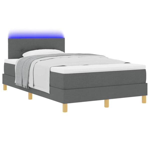 LED Boxspringbett mit Matratze Dunkelgrau 120x200 cm Stoff