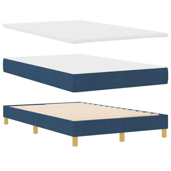 LED Boxspringbett mit Matratze Blau 120x200 cm Stoff