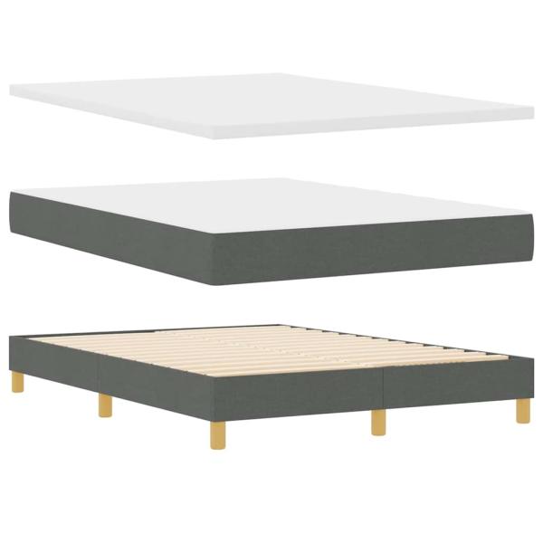 LED Boxspringbett mit Matratze Dunkelgrau 140x200 cm Stoff