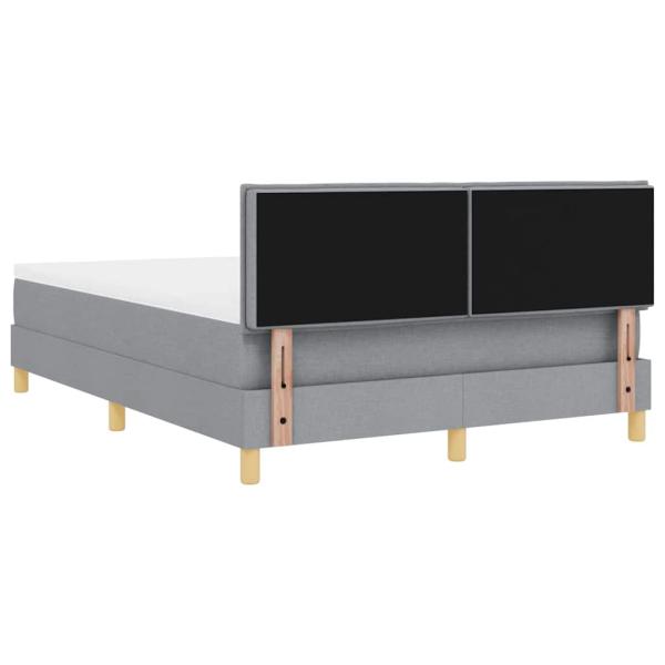 LED Boxspringbett mit Matratze Hellgrau 160x200 cm Stoff