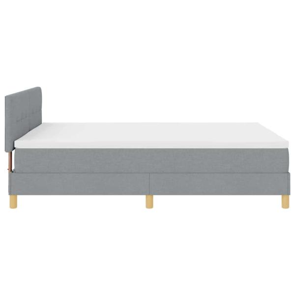 LED Boxspringbett mit Matratze Hellgrau 160x200 cm Stoff