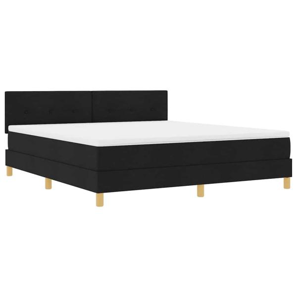 LED Boxspringbett mit Matratze Schwarz 180x200 cm Stoff
