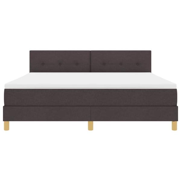 LED Boxspringbett mit Matratze Dunkelbraun 180x200 cm Stoff