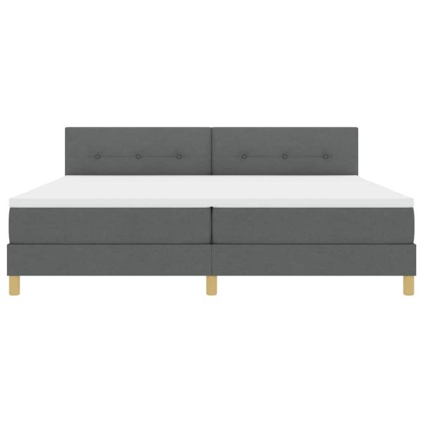 LED Boxspringbett mit Matratze Dunkelgrau 200x200 cm Stoff