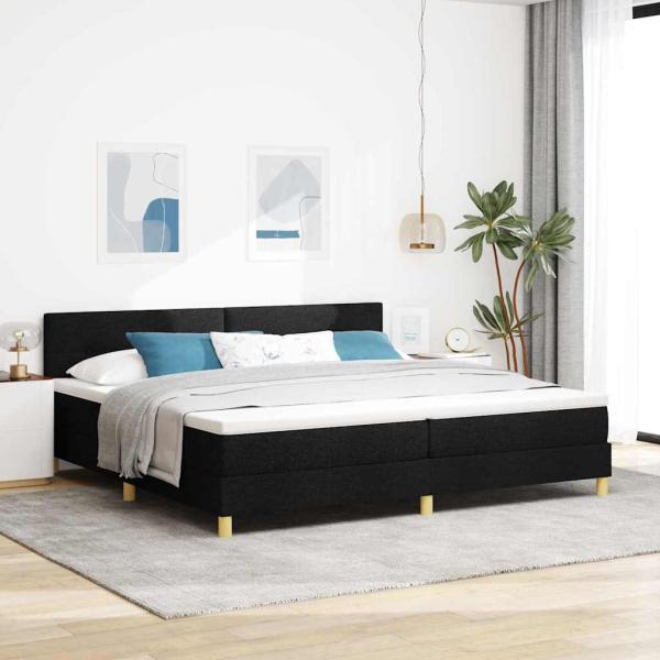 ARDEBO.de - LED Boxspringbett mit Matratze Schwarz 200x200 cm Stoff