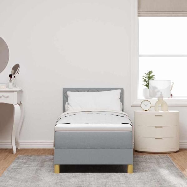 Boxspringbett mit Matratze & LED Hellgrau 80x200 cm Stoff