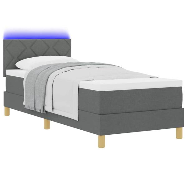 Boxspringbett mit Matratze & LED Dunkelgrau 80x200 cm Stoff